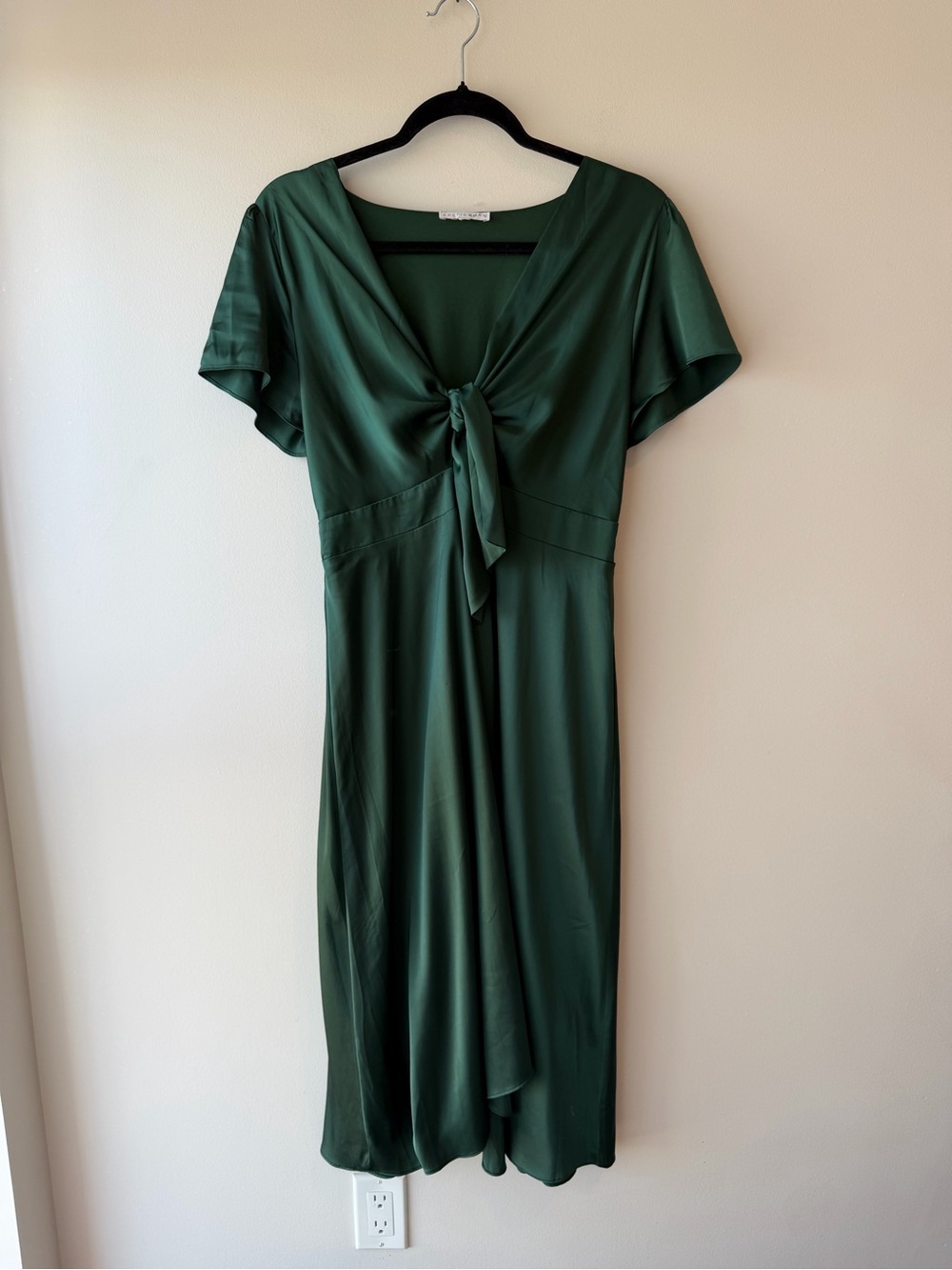 Baltic Born Tie-Front Forest Green Midi Dress
